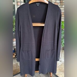 TALBOTS Black Open Front Cardigan, Size Medium
